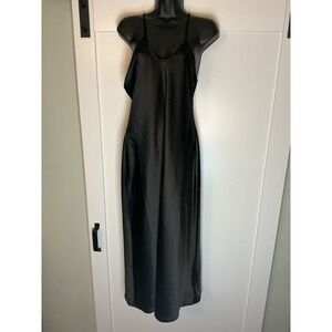 NWT The Drop Ana V-Neck Midi Slip Dress Black Satin - Size Small Whimsigoth Sexy